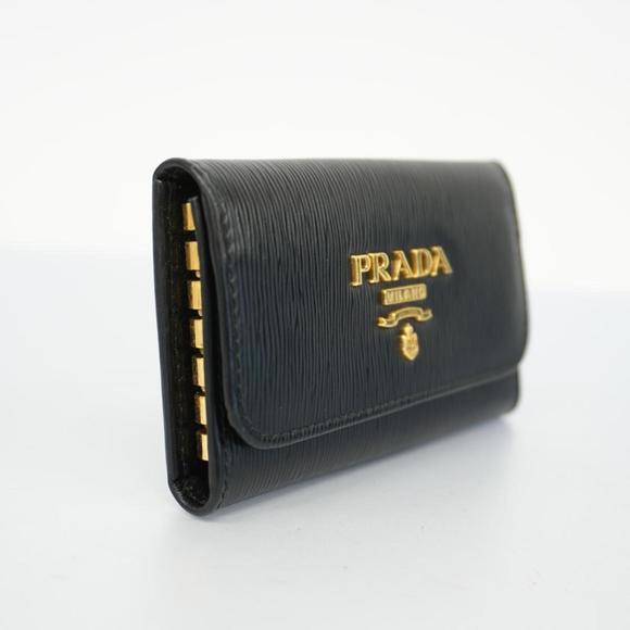 PRADA Key Case Leather Black Men Women - Picture 2 of 9